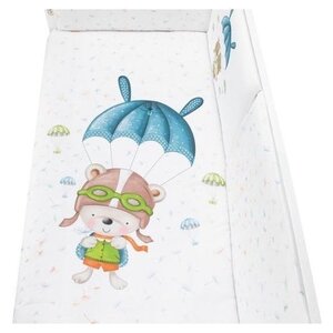 Interbaby Zestaw pościeli Interbaby Bear Junior Cotton White/Blue 3-częściowy