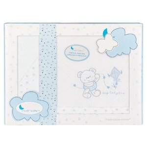 Interbaby Literie interbaby bébé amour 106 cm en polaire blanc / bleu 3 pièces