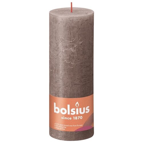 Bolsius BOLSIUS STUT CANDLE rustique taupe Ø68 mm - Hauteur 19 cm - Taupe - 85 heures de brûlage