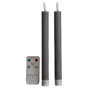 Rustykalna świeca obiadowa z diodami LED Szara 24 cm - P/2