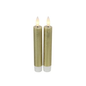 Candela rustica da cena con LED oro 15 cm - 2 pezzi