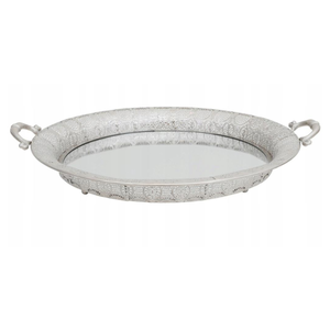 Tray with mirror 54 x 7 cm - silver