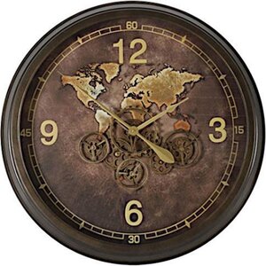 Countryfield Countryfield Wall Clock Carta World Map 80 Cm Steel Brown