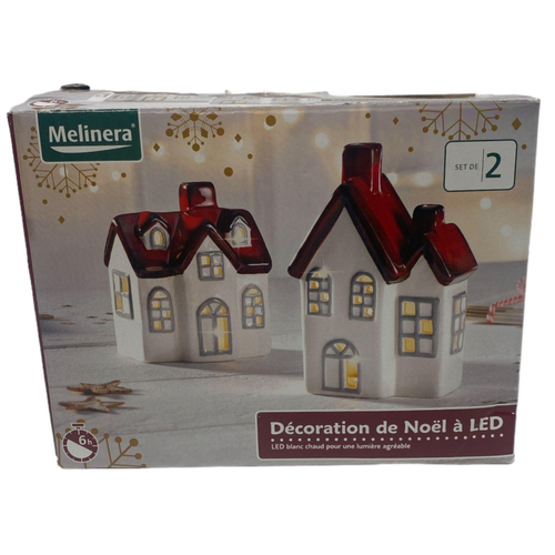 Melinera Melinera Decoratief Kersthuisjes met LED - 2 stuks
