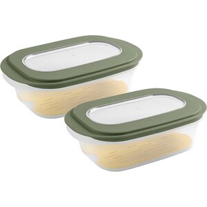 Sunware Sunware Cheese Box transparent / vert avec couvercle - Ensemble de 2 pièces