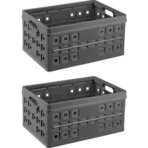 Sunware Sunware Square Folding Crate Anthracite 32 liters - 49 x 36 x H24.5 cm - Set of 2 pieces