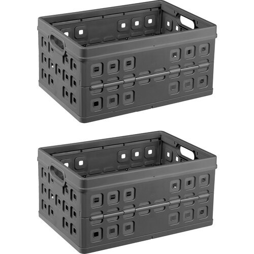 Sunware Sunware Square Folding crate Anthracite 32 liters - 49 x 36 x H24.5 cm - Set of 2 pieces