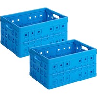 Sunware Square Pliage Crate bleu 32 litres - 49 x 36 x H24,5 cm - Ensemble de 2 pièces