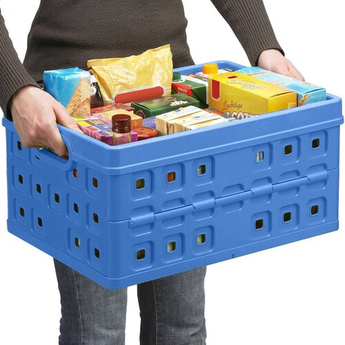 Sunware Sunware Square Pliage Crate bleu 32 litres - 49 x 36 x H24,5 cm - Ensemble de 2 pièces