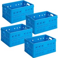 Sunware Square Folding Crate Blue 32 Liter - 49 x 36 x H24.5 cm - Set of 4 pieces