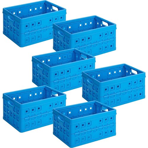 Sunware Sunware Square Folding Crate Blue 32 Liter - 49 x 36 x H24.5 cm - Set of 6 pieces