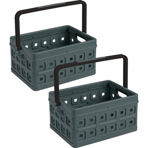 Sunware Sunware Square Pliage Crate anthracite 24 litres - 43,5 x 31 x H21,3 cm - Ensemble de 2 pièces