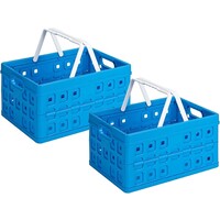 Sunware Square folding crate blue 32 liters - 49 x 36 x 24.5 cm - Set of 2 pieces