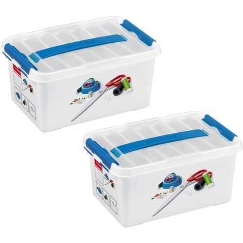 Sunware Sunware Q-line Boîte à couture avec insert/division 6 litres - Lot de 2 pièces