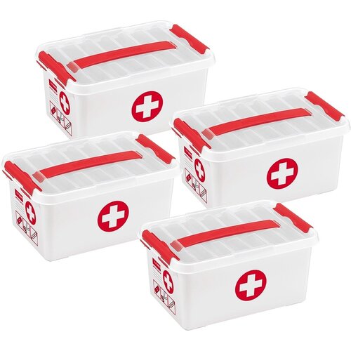 Sunware Boîte de premiers secours Sunware Q-line avec insert/division 6 litres - Lot de 4 pièces