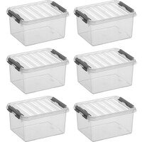 Sonnenwaren Q -Linie Storagebox Transparent/Grau 2 Liter - Set von 6 Teilen
