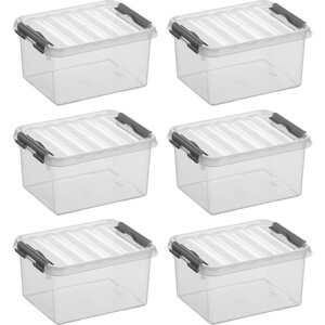 Sunware Sunware Q -line Storage Box Transparent / Gray 2 litres - Ensemble de 6 pièces