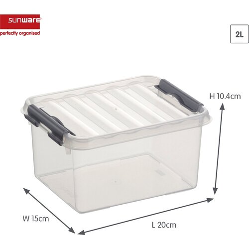 Sunware Sunware Q -line Storage Box Transparent / Gray 2 litres - Ensemble de 6 pièces