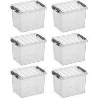 Sonnenwaren Q -Linie Storagebox Transparent/Grau 3 Liter - Set von 6 Teilen