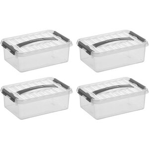Sunware Sonnenwaren Q -Linie Storagebox Transparent/Grau 4 Liter - Set von 4 Teilen