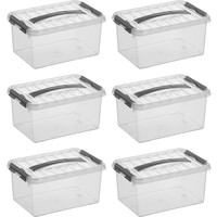 Sonnenwaren Q -Linie Storagebox Transparent/Grau 6 Liter - Set von 6 Teilen