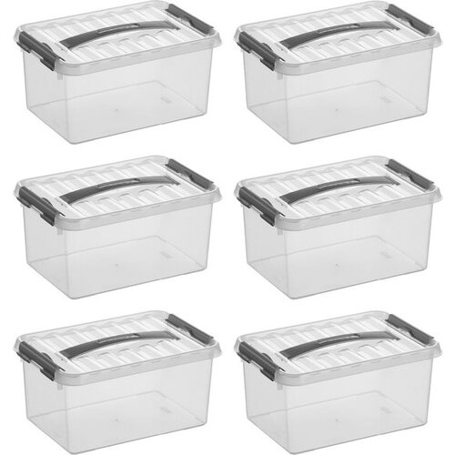 Sunware Sunware Q -Line Storagebox Transparent/Gray 6 liters - Set of 6 pieces