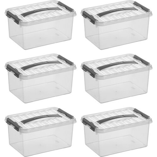 Sunware Sunware Q-line Boîte de rangement Transparent/Gris 6 litres - Lot de 6 pièces