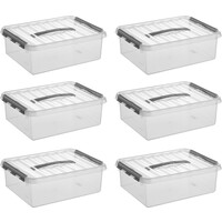 Sonnenwaren Q -Line Storage Box Transparent/Grey 10 Liter - Set von 6 Teilen