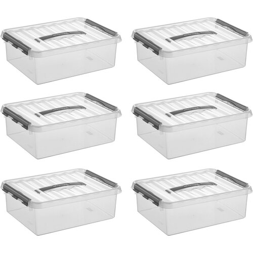 Sunware Sunware Q -Line Storage box Transparent/Gray 10 liters - Set of 6 pieces