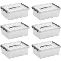 Sonnenwaren Q -Line Storage Box transparent/grau 12 Liter - Set von 6 Teilen