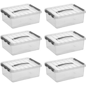 Sunware Sunware Q -Line Storage box Transparent/Gray 12 liters - Set of 6 pieces