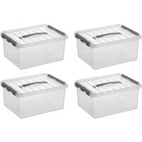 Sonnenwaren Q -Linie Storagebox Transparent/Grau 15 Liter - Set von 4 Teilen