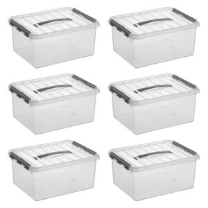 Sunware Sunware Q -Line Storage box Transparent/Gray 15 liters - Set of 6 pieces