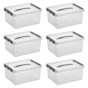 Sunware Sunware Q-line Storage Box Trasparente/Grigio 15 litri - Set da 6 pezzi Sunware Sunware Q-line Storage Box Trasparente/Grigio 15 litri - Set da 6 pezzi