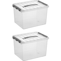 Sonnenwaren Q -Line Storage Box Transparent/Grau 22 Liter - Set von 2 Teilen