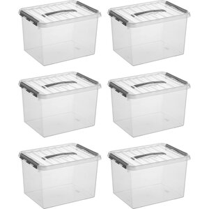 Sunware Sunware Q -Line Storage box Transparent/Gray 22 liters - Set of 6 pieces