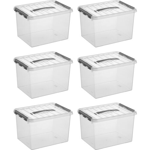 Sunware Sunware Q -Line Storage box Transparent/Gray 22 liters - Set of 6 pieces