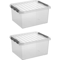 Sunware Q-line Storage box Transparent/Gray 36 liters - Set of 2 pieces