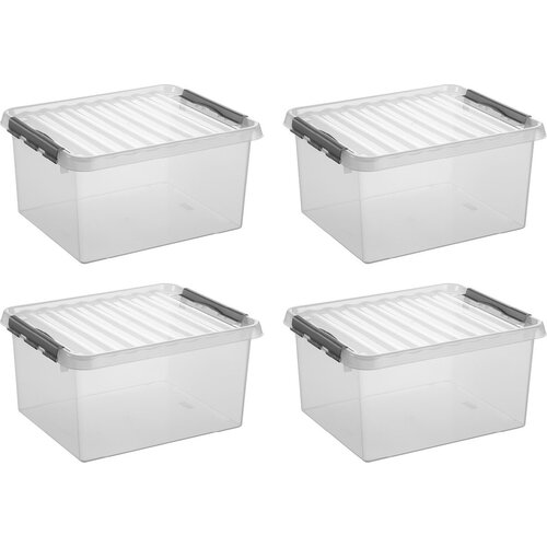 Sunware Sunware Q-line Opbergbox Transparant/Grijs 36 liter - Set van 4 stuks Sunware Sunware Q-line Opbergbox Transparant/Grijs 36 liter - Set van 4 stuks