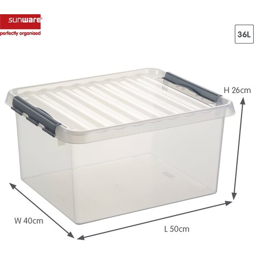 Sunware Sunware Q -Line Storagebox Transparent/Gray 36 Liter - Set of 4 pieces