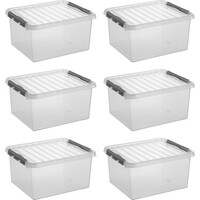 Sonnenwaren Q -Linie Storagebox Transparent/Grau 36 Liter - Set von 6 Teilen