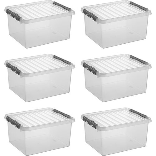Sunware Sonnenwaren Q -Linie Storagebox Transparent/Grau 36 Liter - Set von 6 Teilen