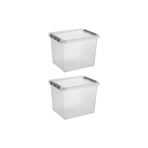 Sunware Sunware Q -line Storagebox transparent / gris 52 litres - Ensemble de 2 pièces