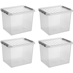 Sunware Sunware Q-line Storage Box Trasparente/Grigio 52 litri - Set da 4 ● Scopri tutti i nostri prodotti Articoli per la casa | Yellow Webshop