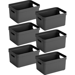 Sunware Sunware Home Opbergbox Antraciet 13 liter - Set van 6 stuks