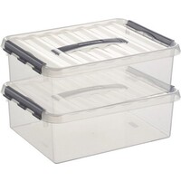 Sunware Q-line Aufbewahrungsbox Transparent/Grau 10 Liter - Set mit 2 Stück