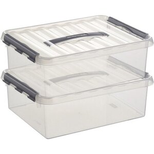 Sunware Sunware Q-line Storage Box Trasparente/Grigio 10 litri - Set da 2 pezzi
