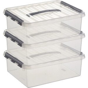 Sunware Sonnenwaren Q -Line Storage Box transparent/grau 10 Liter - Set von 3 Teilen