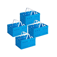 Sunware Square pliing Crate bleu 32 litres - 49 x 36 x 24,5 cm - Ensemble de 4 pièces