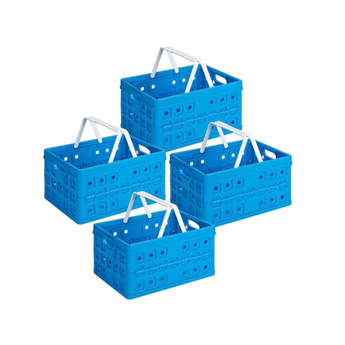 Sunware Sunware Square Folding Crate Blue 32 Liter - 49 x 36 x 24.5 cm - Set of 4 pieces